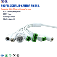 Cable Pigtail Impermeable IP66 para Cámara IP, PVC/PTFE, RJ45, DC Audio, RS485, Arnés de Red de Alarma I/O para Sistemas de Seguridad CCTV