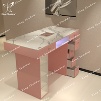 Haute qualité luxe blanc Salon équipement rétro manucure Station manucure Table armoire stockage Salon de beauté maison