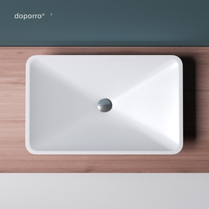 Lavabo <span class=keywords><strong>double</strong></span> intégré en pierre artificielle Doporro allemande, style minimaliste moderne, finition brillante/mate, <span class=keywords><strong>blanc</strong></span>, grande taille - Product Image 5