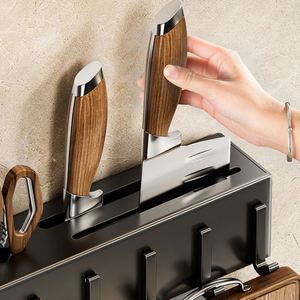 Cooking Utensils Holder Wall-Mounted Chopsticks <b>Storage</b> <b>Kitchen</b> Knives Holder <b>Rack</b> Smart Kitchenware Organizer With Steel Hooks - Product Image 3