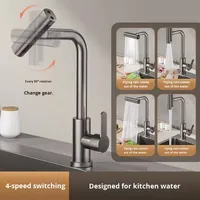 Robinet de cuisine en céramique et acier inoxydable à trois étages, chaud et froid, pour balcon, évier, anti-éclaboussures, multifonctionnel