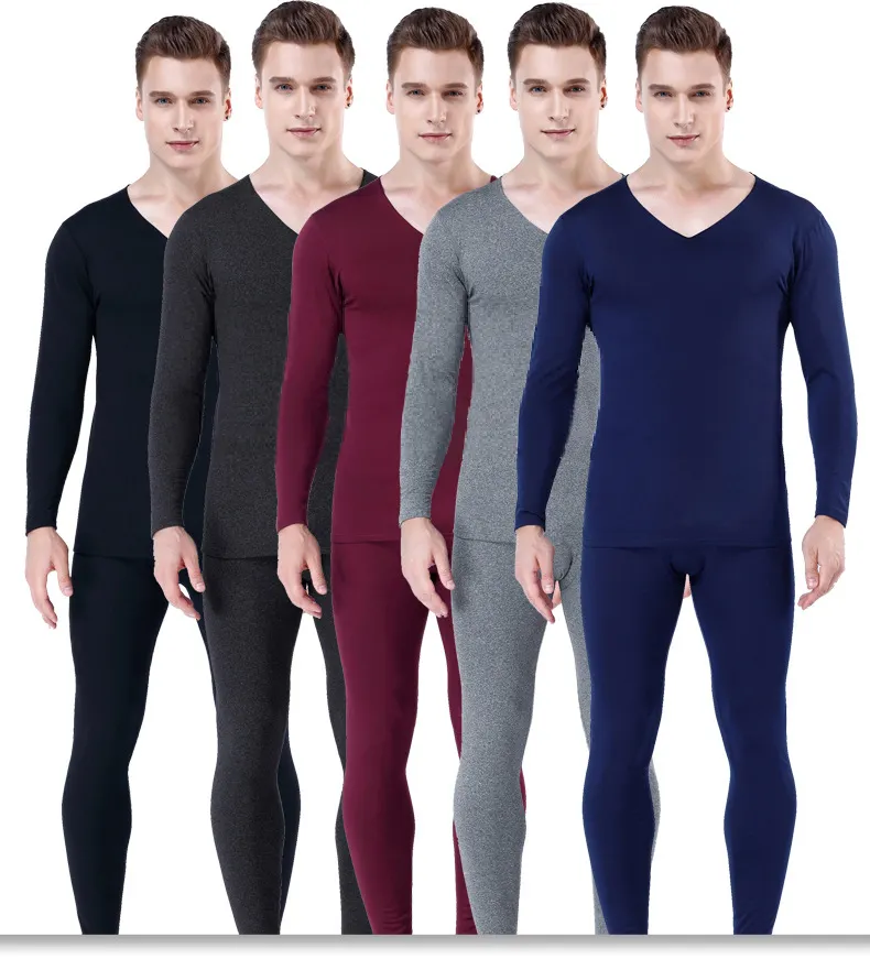 QIHAO Wholesale Plus Size High Quality Clothing Autumn Winter Mens Thermal Tops Pants Sets Seamless Long Johns Thermal Underwear