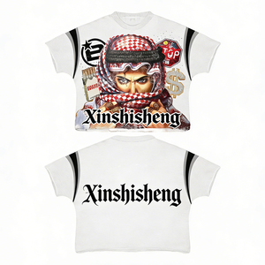 Camiseta Oversize Personalizada de Algodón para Hombre, Estilo Hip Hop Urbano, Cuello Redondo, Corte Cuadrado, Impresión DTG, Suave - Product Image 1