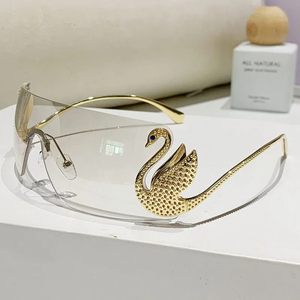 Gafas de sol de diseño sin montura con forma de cisne, súper grandes, a la moda, de lujo, resistentes a los rayos UV, 2025 - Product Image 2