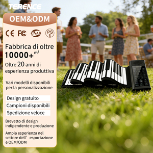 <span class=keywords><strong>Clavier</strong></span> électronique Terence 128 Rhythmstones 61 touches avec écran LED, fonction <span class=keywords><strong>MIDI</strong></span>, 14 morceaux de démonstration, conception pliable et enroulable - Product Image 1