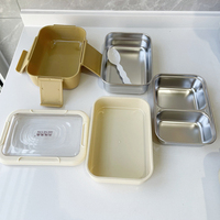 Boîte à lunch isotherme en acier inoxydable grande capacité 1-2L, design à double compartiment, style minimaliste nordique, boîte à bento pour étudiants