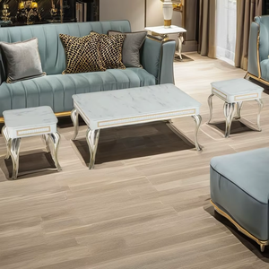 Ensemble de table basse Basak, plateau en marbre, pieds en métal, style moderne antique, meubles de salon - Product Image 1