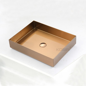 Lavabo de salle de bain rectangulaire à <span class=keywords><strong>poser</strong></span> en acier inoxydable SUS 304, lavabo de salle de bain, robinetterie de lavabo - Product Image 5