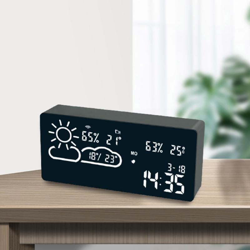 Réveil Numérique Avec Thermomètre Sans Fil – Station Météo Déco Pour Maison Ou Bureau