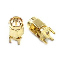 Connecteur RF SMA-JE à montage vertical sur circuit imprimé, contact en cuivre mâle, boîtier en laiton, prise d'antenne, broche droite, connecteur à souder
