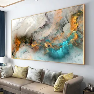 Licht Grijs Blauw Geel Cloud Abstract Canvas Schilderij Wall Art Print Poster Voor Living Home Room Decoration No Frame