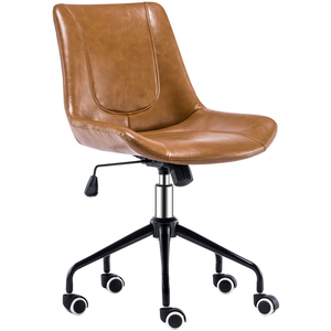 Brown Synthetic PU Leather Full Back <strong>Swivel</strong> <strong>Office</strong> <strong>Chair</strong> with <strong>Wheels</strong>, <strong>Office</strong> Furniture, Commercial Furniture - Product Image 2