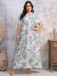 <span class=keywords><strong>Robe</strong></span> musulmane caftan grande taille <span class=keywords><strong>robe</strong></span> <span class=keywords><strong>femme</strong></span> verte à imprimé floral et pompon à manches courtes <span class=keywords><strong>robe</strong></span> maxi modeste <span class=keywords><strong>robe</strong></span> décontractée islamique - Product Image 3