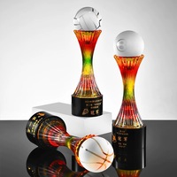 Nouveau Design Basketball Football Volley-ball Golf Billard Verre de cristal coloré Prix Trophées MH-J0268