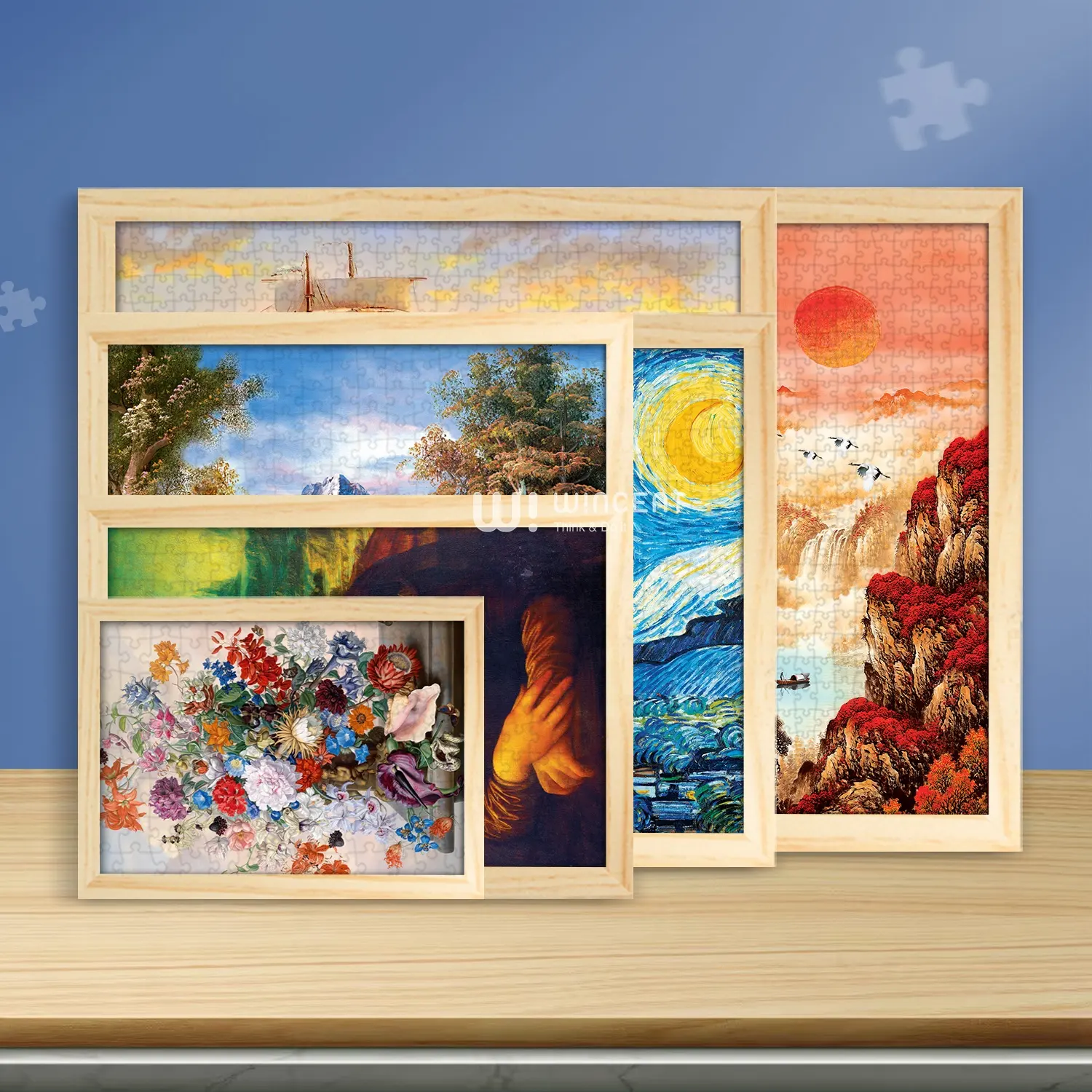 Personalized 100 200 300 500 1000 pieces double sides UV print photo frame jigsaw wood puzzle custom toy for kid
