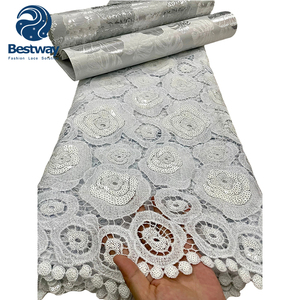 Bestway bordir merah muda, dengan kabel renda kain payet untuk pesta - Product Image 2