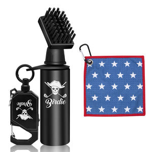 Nouvel ensemble de brosses et serviettes de golf au design innovant, serviette en microfibre, brosse de nettoyage pour clubs de golf avec bouteille d'eau - Product Image 1