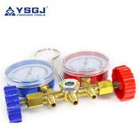 Climatiseur de voiture R134/R22/R410/R404 Fluoromètre Manomètre de pression de réfrigérant à neige Kit de réparation de valve à double mètre