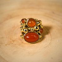 Vintage Cluster-Edelsteinringe für Damen, handgefertigte Statement-Ringe aus Messing mit Natursteinen, Großhandel Modeschmuck