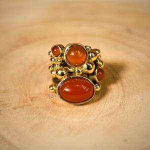 Vintage Cluster Gemstone <b>Rings</b> for Women, Handmade Brass Statement <b>Rings</b> with Natural Stones, Wholesale Fashion Jewelry - Product Image 2