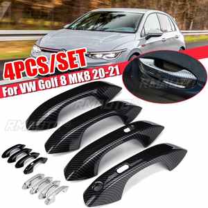 4PCS Couvre-poignées de porte extérieurs intelligents pour voiture avec trou pour clé pour VW Golf 8 MK8 2020-2021 Accessoires de voiture ABS Fibre de carbone Chrome - Product Image 1