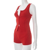 Viviblook D25ST165 été décontracté Sexy survêtement Fitness Yoga sans manches fermeture éclair gilet haut serré Shorts ensemble 2 pièces ensemble pour les femmes
