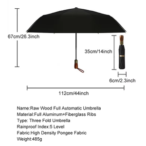 <span class=keywords><strong>Parapluie</strong></span> <span class=keywords><strong>pliable</strong></span> à trois volets de grande taille pour entreprise, ouverture automatique, haute qualité, résistant à l'eau, poignée en bois massif, logo personnalisé - Product Image 2