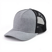 Gorras de Béisbol Personalizadas con Logotipo Bordado, 5 Paneles, Color Gris para Hombre, Gorras Trucker de Malla