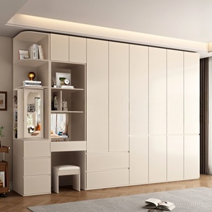 Armadio Moderno da Terra a Soffitto <span class=keywords><strong>con</strong></span> Vanità e Mensole Aperte |   Armadio di Lusso per Camera da Letto <span class=keywords><strong>con</strong></span> Specchio e Cassetti Portaoggetti - Product Image 1