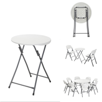 Table ronde pliable en plastique HDPE légère, best-seller, pour réunions de bureau, mariages, événements, fêtes et utilisation dans les halls d'hôtel