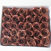 Vente en gros directe d'usine, têtes de roses en cristal, poudre dorée, fleurs de roses bleues féériques, arrangements floraux artificiels, mariages