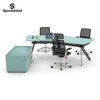 Scrivania Direzionale Moderna SpaceUnited a Forma di V, Set di Mobili per Ufficio di Lusso