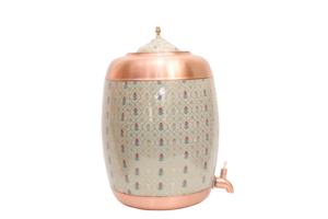 Distributeur d'eau en cuivre pur imprimé de qualité supérieure de 8 litres / Matka avec robinet anti-fuite, design classique pour la maison et le bureau, bienfaits ayurvédiques pour la santé - Product Image 3