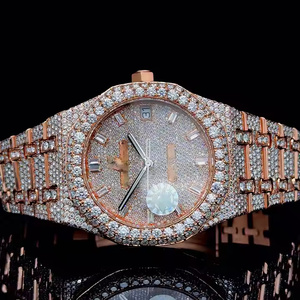 Montre pour homme en diamant moissanite avec mouvement à quartz, boîtier en alliage, bracelet en acier inoxydable - Product Image 3