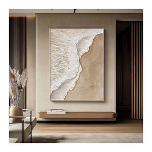 Peinture sur toile décorative pour la maison, style moderne, vagues de plage, paysage marin minimaliste, texture 3D, art mural - Product Image 2