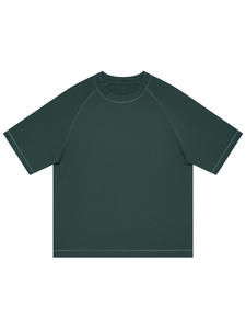 रेट्रो पुरुषों की ग्रीष्मकालीन रैगलान छोटी आस्तीन टी-शर्ट 300g भारी कपास कैज़ुटेड ढीले आधा आस्तीन शीर्ष अनुकूलन टी-शर्ट - Product Image 5