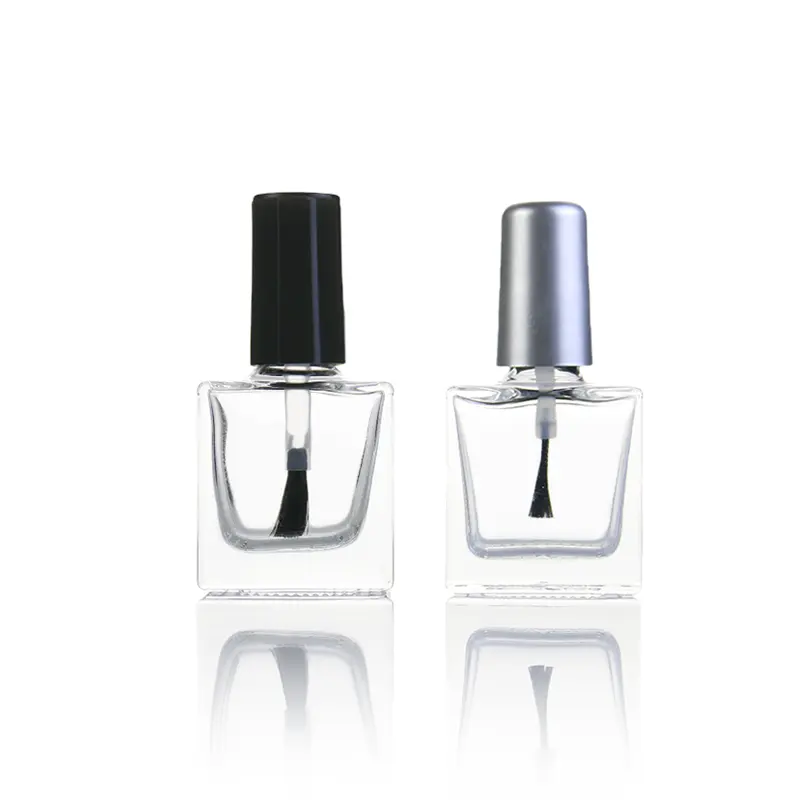 Pacchetto cosmetico quadrato vuoto trasparente 5ml 10ml 15ml bottiglie di olio di vetro smalto per unghie con tappo a spazzola