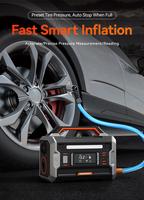 Portable Car Jumper Booster Tire Inflator 12V 60000mAh Lithium Iron Phosphate Battery 1800A Peak Current Power Bank LED Light