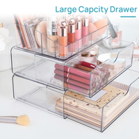Organisateur de maquillage en plastique transparent à 3 niveaux, boîte de rangement en acrylique pour pinceaux et rouges à lèvres