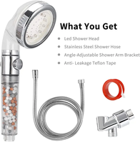 Ensemble de douche à main pour salle de bain moderne avec finition chromée écologique à LED 7 couleurs - Haute pression, économie d'eau, pomme de douche avec filtre transparent
