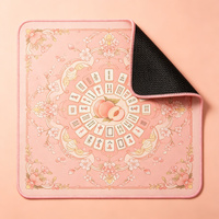 Tapis de Mahjong Fleur de Pêcher, Imprimé Vigne Dorée Pêche Douce, Tapis de Table Antidérapant en Microfibre pour 4 Joueurs, Cadeau pour Fêtes à Domicile