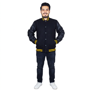 FINER THREADS Plus Size Men's Customizable Varsity Jacket Front Logo Polyester/Cotton Fabric Breathable Design Stand - Product Image 1