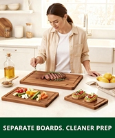 Planches à découper en bois Royal Craft pour appareils de cuisine - Ensemble de planches à découper en bambou non toxique avec rainure profonde pour les jus