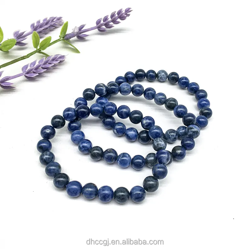 HOT sale high quality sodalite bracelet healing polished 8mm Klein blue beads Bracelet For Gifts and dress