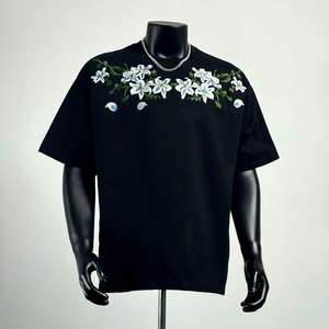 เสื้อยืดผู้ชายปักลายขนาดใหญ่ 100% ผ้าฝ้าย 320gsm เนื้อเทอร์รี่หนา คอกลม แขนสั้น สไตล์ลำลอง สตรีทแวร์ - Product Image 2