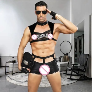 Vendita calda lingerie trasparente sesso polizia costume <span class=keywords><strong>da</strong></span> cosplay <span class=keywords><strong>uomo</strong></span> erotico in lattice uniforme <span class=keywords><strong>da</strong></span> poliziotto - Product Image 4
