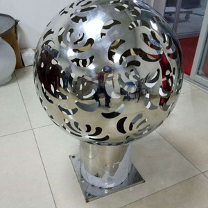 Sphère paysagère en acier inoxydable poli, sculpture de jardin extérieure, décoration moderne, forme irrégulière, art autoportant - Product Image 3
