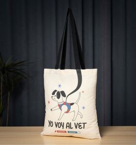 Bolsas de Tela de Algodón con Logotipo Impreso Personalizado, Bolsas de Compras Reutilizables Lisas con Diseño de Letras - Product Image 1