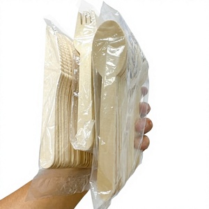 Eco-Friendly Disposable Wooden Cutlery Set Spoon Fork Knife for Takeaway Food, Desserts and <b>Parties</b> - Product Image 1