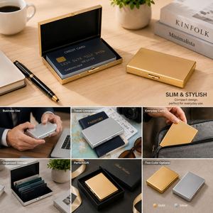 Slim Stainless Steel Business Case Custom Logo Metal Credit <b>Card</b> Holder for Pocket - Product Image 3